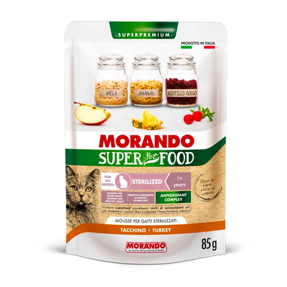 Morando Super Pet Food Umido per Gatto Sterilized Mousse Tacchino 85g