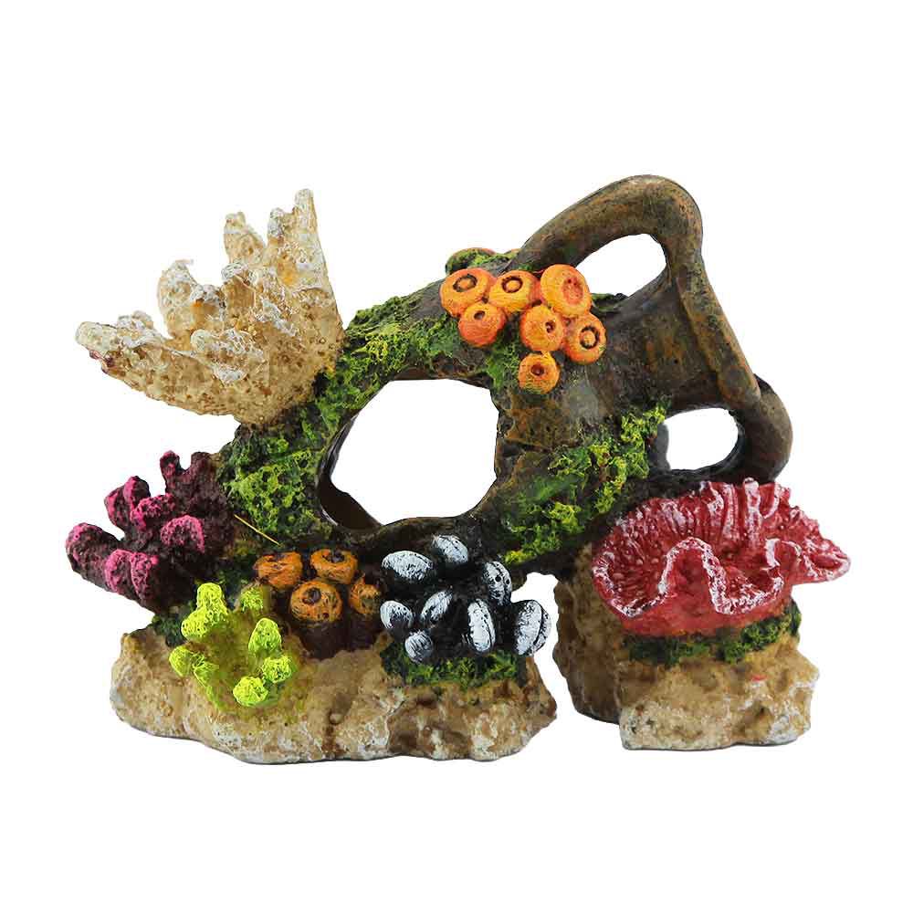 Amtra Anfora Rotta con coralli 12cm