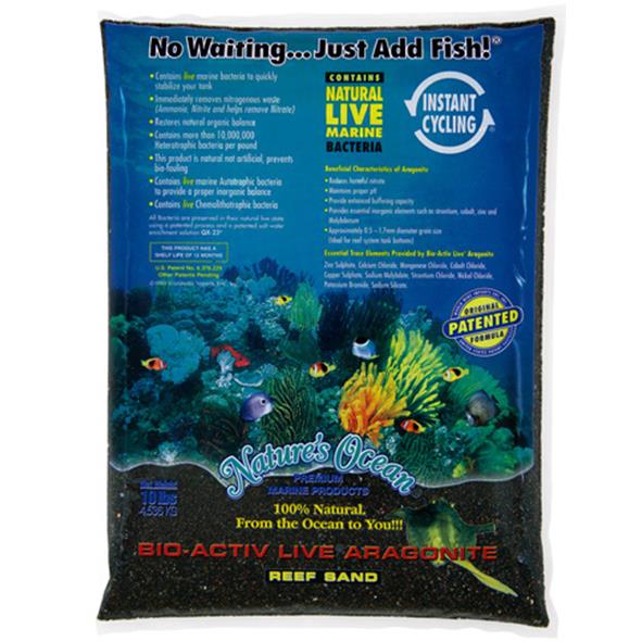 Nature's Ocean Natural Bio-Activ Live Aragonite Reef Sand Black Beach 9.07Kg