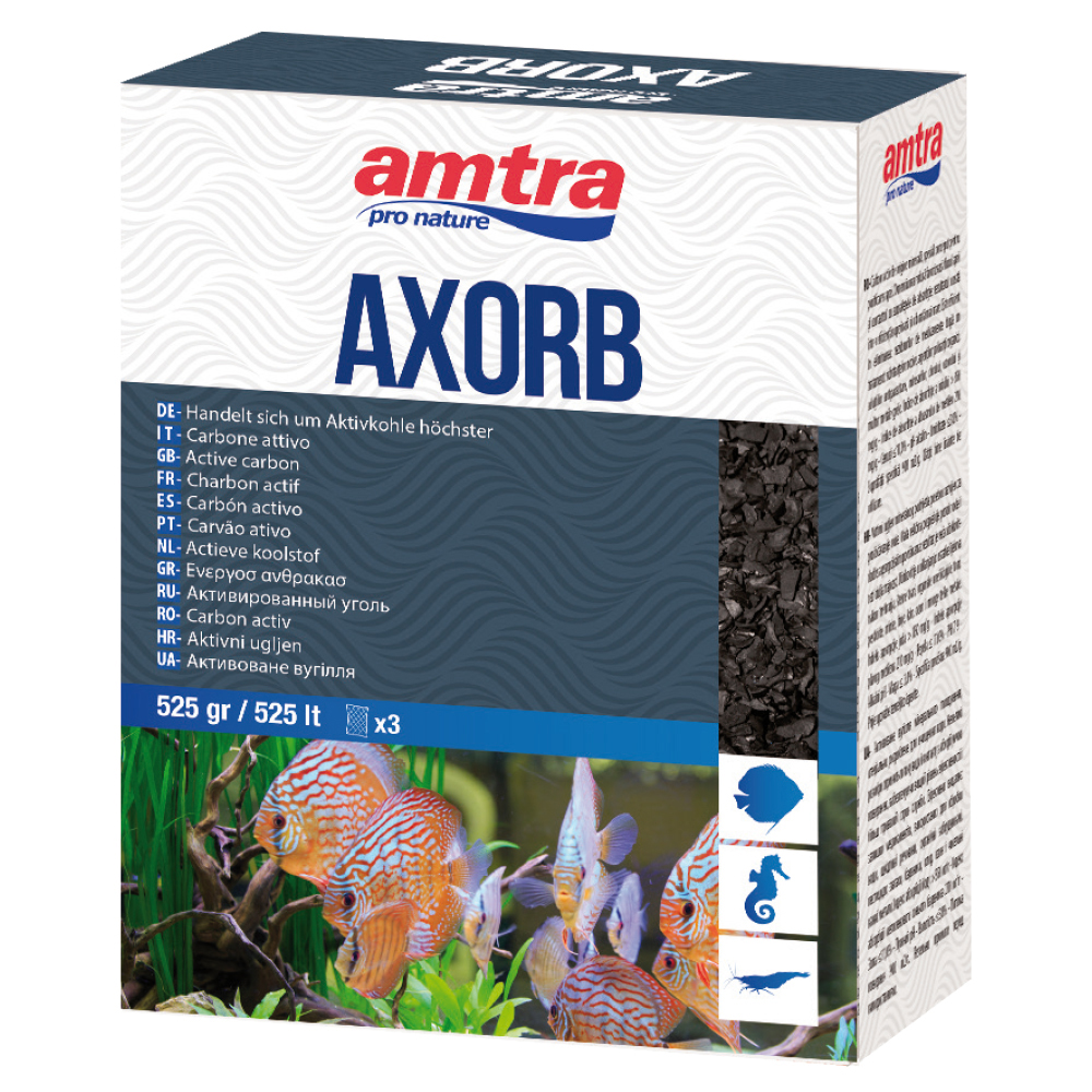 Amtra Axorb Carbone Attivo 525g 3 buste da 175g per 525 litri circa