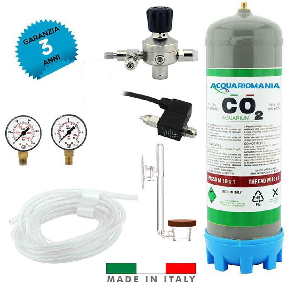 Acquariomania Impianto CO2 Minor 2 Pro Bombola 1300g Riduttore Elettrovalvola Atomizzatore Twinstar Manometri e Tubo