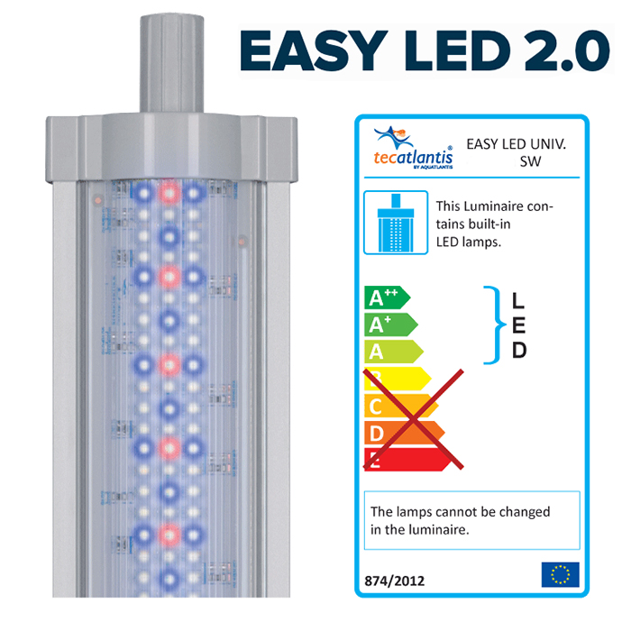 Aquatlantis Easy Led Universal 2.0 Marine &amp; Reef Lampada per attacco T5/T8/singola (ex 28W/18W) 590 mm 28W