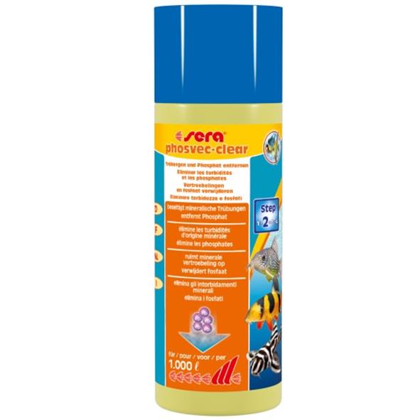 Sera Phosvec Clear (Ex Aquaria Clear) elimina torbidezza e fosfati 250 ml per 1000 l