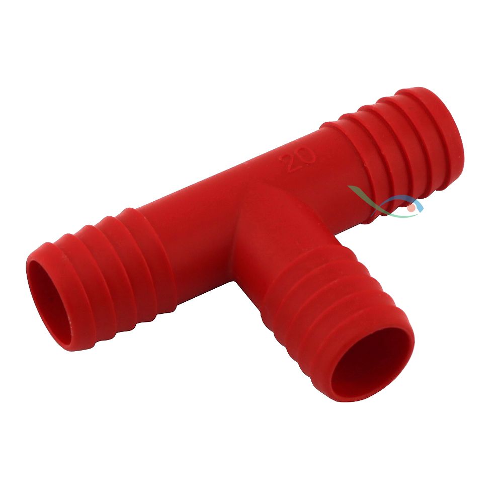 Raccordo a T rosso per tubi in gomma con ø interno 22mm
